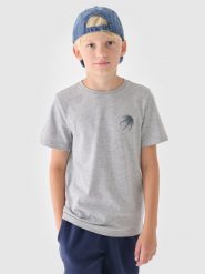 4F T-shirt z nadrukiem chłopięcy - szary 140 (9-10 lat). Szare t-shirty dla chłopców 4f, bez wzorów, z bawełny, bez ramiączek. W wyprzedaży za 19.99 zł.