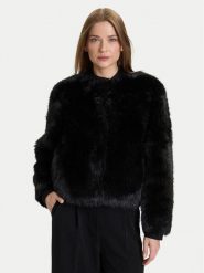 Rinascimento Futro CFC0122217003 Czarny Regular Fit. Czarne płaszcze damskie Rinascimento, xl, bez wzorów, z futra, bez kaptura. Za 659.99 zł.