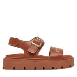 Sandały Tommy Hilfiger. Brązowe sandały dziewczęce Tommy Hilfiger, bez zapięcia. Za 189.99 zł.