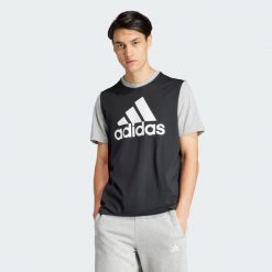 Koszulka męska adidas Essentials Single Jersey Big Logo Tee. Czarne koszulki sportowe męskie Adidas, m, bez wzorów, z bawełny, bez kołnierzyka, bez ramiączek. Za 116.85 zł.