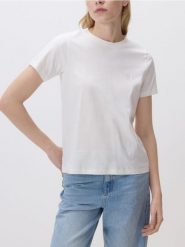 T-shirt z sercem - złamana biel. T-shirty damskie Reserved, l, bez wzorów, z bawełny, bez kołnierzyka. Za 49.99 zł.