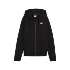Damska rozpinana bluza z kapturem i małym logo ESS Comfort PUMA Black. Czarne bluzy damskie Puma, uniwersalny, bez wzorów, z kapturem, do biegania. Za 159.99 zł.