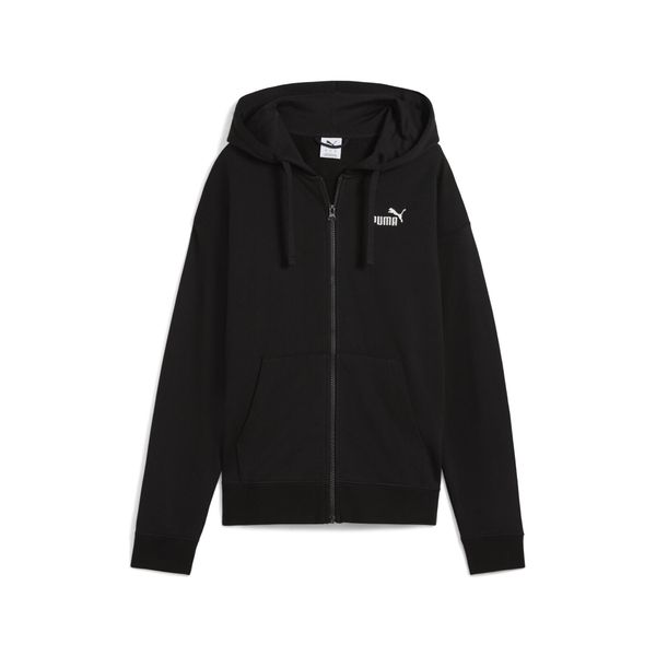 Damska rozpinana bluza z kapturem i małym logo ESS Comfort PUMA Black. Czarne bluzy damskie Puma, uniwersalny, bez wzorów, z kapturem, do biegania. Za 159.99 zł.
