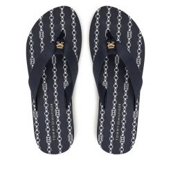 Japonki Tommy Hilfiger. Niebieskie klapki damskie Tommy Hilfiger, bez wzorów, bez obcasa. Za 149.99 zł.