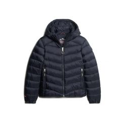 Damska kurtka puchowa Superdry. Niebieskie kurtki damskie Superdry., xs, bez wzorów, z materiału, z kapturem. Za 649.00 zł.
