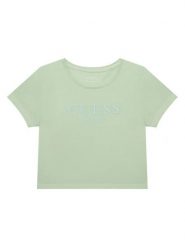Guess T-Shirt J6GI17 K8HM4 Zielony Regular Fit. Zielone t-shirty i topy dla dziewczynek Guess, z aplikacjami, z bawełny, bez ramiączek. Za 119.99 zł.
