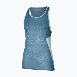 Koszulka do biegania damska Mizuno DryAeroFlow Graphic Tank. Niebieskie koszulki sportowe damskie Mizuno, s, bez wzorów, z materiału, bez kołnierzyka, bez ramiączek, do biegania. Za 119.99 zł.