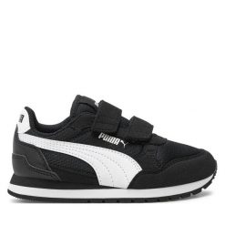 Sneakersy Puma. Czarne trampki i tenisówki chłopięce Puma, bez wzorów, z meshu, bez zapięcia. Za 219.99 zł.