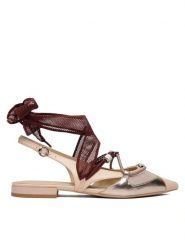 PINKO Czółenka Gianira 30 SD0547 P003 Beżowy. Brązowe czółenka damskie Pinko, bez wzorów, ze skóry, bez obcasa, bez zapięcia. Za 1,079.00 zł.