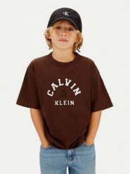 Calvin Klein Jeans T-Shirt Varsity Graphic IB0IB02637 Brązowy Regular Fit. Brązowe t-shirty dla chłopców Calvin Klein Jeans, bez wzorów, z bawełny, bez ramiączek. Za 129.99 zł.