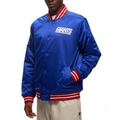 Kurtka męska do futbolu amerykańskiego Mitchell & Ness NFL New York Giants. Niebieskie kurtki męskie Mitchell & Ness, m, bez wzorów, bez kaptura. Za 559.00 zł.