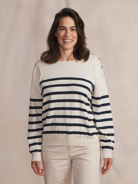 Sweter damski TBS Selen. Białe swetry damskie TBS, na lato, xl, bez wzorów, z bawełny, eleganckie, bez kołnierzyka, bez ramiączek, długie, bez kaptura. Za 283.00 zł.