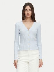 Calvin Klein Jeans Kardigan LV047G339G Niebieski jasny Slim Fit. Niebieskie kardigany damskie Calvin Klein Jeans, m, bez wzorów, z bawełny, bez kołnierzyka, bez ramiączek, bez kaptura. Za 489.99 zł.