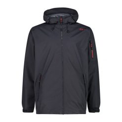 Kurtka przeciwdeszczowa z kapturem CMP. Czarne kurtki męskie CMP, xl, bez wzorów, sportowe, z kapturem. Za 340.00 zł.