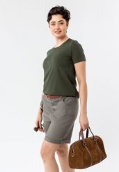 Koszulka z błyszczącą aplikacją T-LETTE. Brązowe t-shirty damskie Volcano, l, z aplikacjami, z bawełny, klasyczne, bez kołnierzyka. Za 74.99 zł.