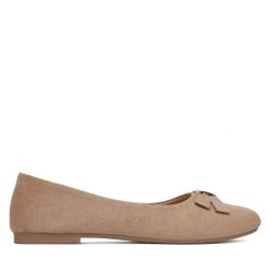 Baleriny JENNY. Brązowe baleriny damskie Jenny, bez wzorów, bez obcasa. Za 69.99 zł.
