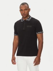 Versace Jeans Couture Polo 78GAGT02 Czarny Regular Fit. Czarne koszulki polo męskie Versace Jeans Couture, m, bez wzorów, z bawełny, bez ramiączek. Za 759.99 zł.