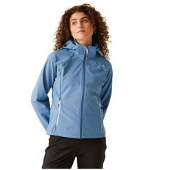 Kurtka softshell turystyczna damska Regatta Bourda. Niebieskie kurtki damskie Regatta, bez wzorów, z softshellu, bez kaptura. Za 217.90 zł.