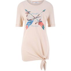 Shirt bonprix beżowo-szary. Bluzki damskie bonprix. Za 44.99 zł.