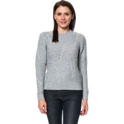Sweter w kolorze szarym. Szare swetry damskie Assuili, z kaszmiru, z okrągłym kołnierzem. W wyprzedaży za 136.95 zł.