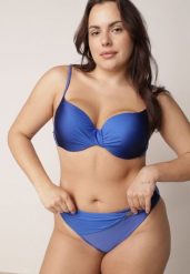 Niebieskie Bikini Biustonosz i Figi z Ozdobnym Marszczeniem i Aplikacją Periete. Niebieskie bikini damskie Born2be, na lato, z aplikacjami. Za 99.99 zł.