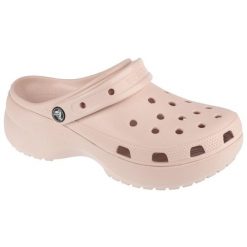 Sandały CROCS CLASSIC PLATFORM CLOG W Nago. Czerwone sandały damskie Crocs, bez wzorów, z gumy, bez obcasa, bez zapięcia. Za 326.99 zł.