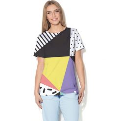 Colour Pleasure Koszulka CP-030 24 czarno-żółto-biała r. XL/XXL. Bluzki damskie marki Colour Pleasure. Za 70.35 zł.