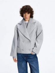 Flauszowy płaszcz oversize - jasnoszary. Szare płaszcze damskie Reserved, l, bez wzorów, z tkaniny, bez kaptura. Za 259.99 zł.