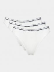Calvin Klein Underwear Komplet 3 par stringów 000QD5209E Biały. Białe stringi damskie Calvin Klein Underwear, l, bez wzorów, z bawełny. Za 119.99 zł.