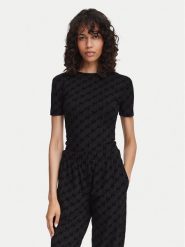 HUGO Body Flokky 50566691 Czarny Slim Fit. Czarne bluzki damskie Hugo, s, bez wzorów, z bawełny, bez kołnierzyka, bez ramiączek. Za 339.99 zł.