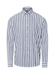 Nils Sundström koszula casual z lnem Mężczyźni Modern Fit Bawełna czarny, L. Czarne koszule męskie Nils Sundström, l, bez wzorów, z bawełny, casualowe, bez kołnierzyka, bez ramiączek. Za 179.95 zł.