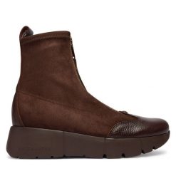 Botki Hispanitas. Brązowe botki damskie Hispanitas, bez obcasa, na płaskiej podeszwie, bez zapięcia. Za 699.99 zł.