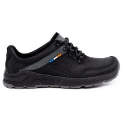 Olivier Męskie buty trekkingowe skórzane 292GT czarne. Czarne trekkingi męskie na jesień. Za 319.69 zł.