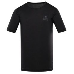 Koszulka Alpine Pro Basik MTSE824. Czarne koszulki sportowe męskie Alpine Pro, xl, bez wzorów, bez kołnierzyka, bez ramiączek. Za 79.00 zł.