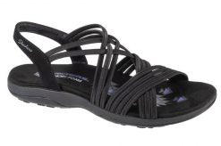 Sandały SKECHERS REGGAE SLIM - SUNNYSIDE Czarny. Czarne sandały damskie Skechers, bez wzorów, z materiału, bez obcasa, bez zapięcia. Za 203.99 zł.