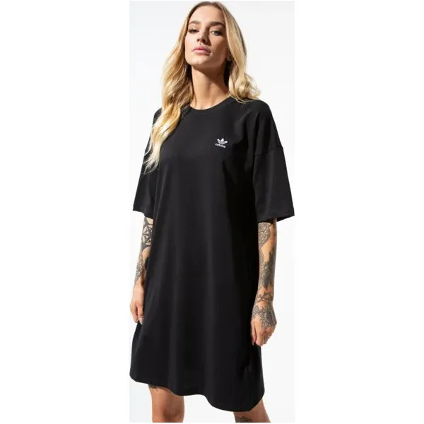 Adidas Sukienka Trefoil Dress , czarny, rozmiar S. Czarne sukienki damskie Adidas, s, bez wzorów, z bawełny, bez kołnierzyka, bez ramiączek, mini. Za 169.99 zł.