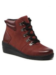 Go Soft Trzewiki WI23-WARUNA-03 Bordowy. Czerwone botki damskie GO SOFT, ze skóry, bez obcasa, na koturnie, bez zapięcia. Za 124.99 zł.