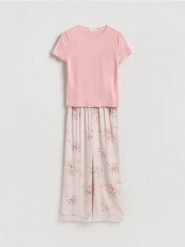 Dwuczęściowa piżama z wiskozą - brązowy. Brązowe piżamy damskie Reserved, l, bez wzorów, z wiskozy, bez ramiączek. Za 139.99 zł.