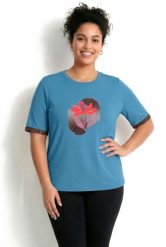 Damskie Koszulka funkcyjna nadruk klasyczny krój okrągły dekolt krótki rękaw. Czerwone t-shirty damskie Ulla Popken, plus size, bez wzorów, z bawełny, klasyczne, bez kołnierzyka. Za 199.99 zł.