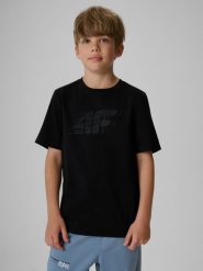 4F T-shirt regular z nadrukiem chłopięcy - czarny 134 (8-9 lat). Czarne t-shirty dla chłopców 4f, bez wzorów, z bawełny, bez ramiączek. Za 49.99 zł.