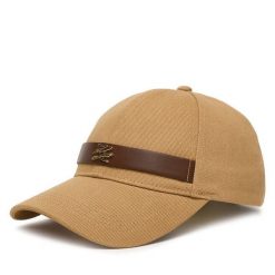 Czapka z daszkiem KARL LAGERFELD. Brązowe czapki i kapelusze damskie KARL LAGERFELD, bez wzorów. Za 429.99 zł.