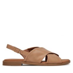 Sandały Lasocki. Brązowe sandały damskie Lasocki, bez wzorów, bez obcasa, na płaskiej podeszwie, bez zapięcia. Za 149.99 zł.