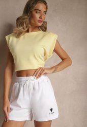 Białe Klasyczne Szorty Dresowe z Kieszeniami Wiązane w Pasie Folenelle. Białe szorty damskie Renee, na lato, m, bez wzorów, z dresówki, eleganckie. Za 39.99 zł.