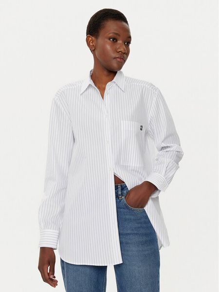 HUGO Koszula 50533037 Biały Oversize. Białe bluzki damskie Hugo, bez wzorów, z bawełny, bez kołnierzyka, bez ramiączek. Za 279.99 zł.
