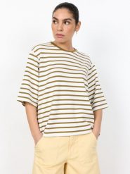 Soyaconcept® Koszulka Kobiety Modal brązowy|biały, XL. Białe t-shirty damskie xl, bez wzorów, klasyczne, bez kołnierzyka. Za 169.95 zł.