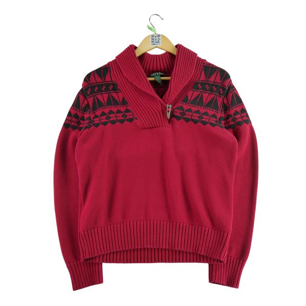 Damski czerwony sweter. Czerwone swetry damskie Ralph Lauren, l, bez wzorów, z materiału, eleganckie, bez kołnierzyka, bez ramiączek, bez kaptura. Za 59.60 zł.