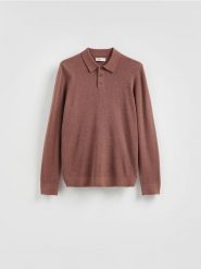 Sweter polo z bawełną - jasnofioletowy. Fioletowe swetry przez głowę męskie Reserved, l, bez wzorów, z bawełny, bez kołnierzyka. Za 119.99 zł.