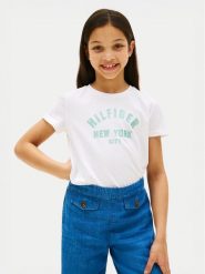 Tommy Hilfiger T-Shirt Graphic KG0KG08813 Biały Regular Fit. Białe t-shirty i topy dla dziewczynek Tommy Hilfiger, bez wzorów, z bawełny, bez ramiączek. Za 109.99 zł.