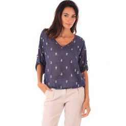 Lniana koszulka w kolorze granatowym. T-shirty damskie marki 100% Leinen. W wyprzedaży za 83.95 zł.