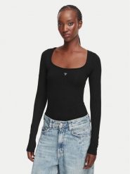 Guess Body W6YP21 K4356 Czarny Slim Fit. Czarne bluzki damskie Guess, s, z aplikacjami, z wiskozy, bez kołnierzyka, bez ramiączek. Za 214.99 zł.